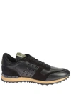 VALENTINO GARAVANI ROCKSTUD LEATHER AND SUEDE SNEAKERS,NY2S0748 VJR 0NO