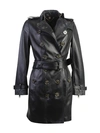 Burberry Sandringham Leather Trench Coat In Black