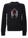 DOLCE & GABBANA VIRGIN WOOL SWEATHER WITH EMBROIDERED PATCH,GR011Z F85P1 N0000