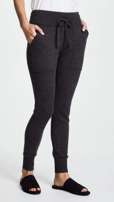 White + Warren Essential Cashmere Trousers In Charcoal Heather