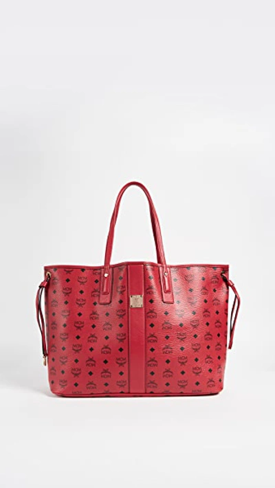 Mcm Liz Large Reversible Visetos Shopper Tote Bag In Ruby