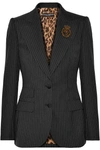 DOLCE & GABBANA EMBELLISHED PINSTRIPED WOOL BLAZER