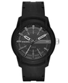 DIESEL MEN'S ARMBAR BLACK SILICONE STRAP WATCH 45MM