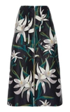 DIANE VON FURSTENBERG FLORAL LEATHER MIDI SKIRT,11511DVF