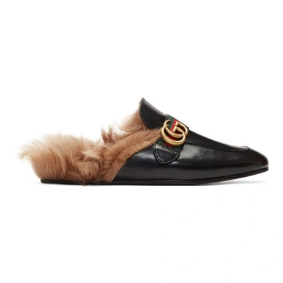 Gucci Princetown Leather Slipper With Double G In Black