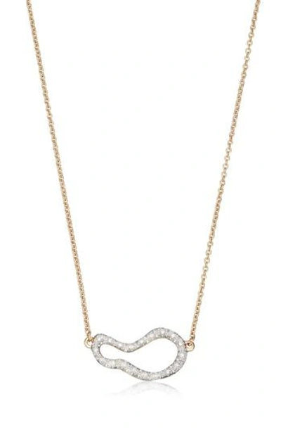 Monica Vinader Riva Small Diamond Pendant Necklace In Gold