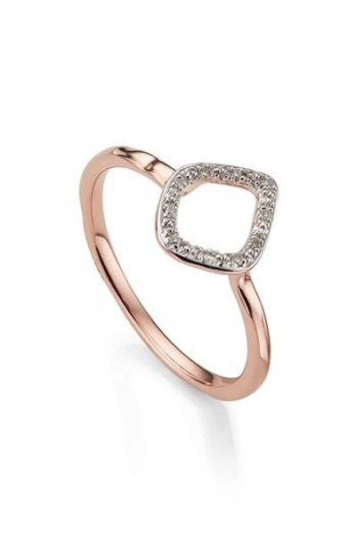 Monica Vinader Riva Mini Kite 18ct Rose Gold Vermeil On Sterling Silver Diamond Stacking Ring In Gold