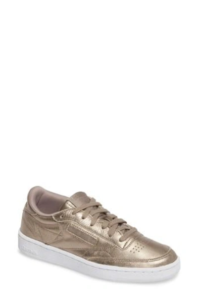 Reebok Club C 85 Metallic Textured-leather Sneakers In Brown