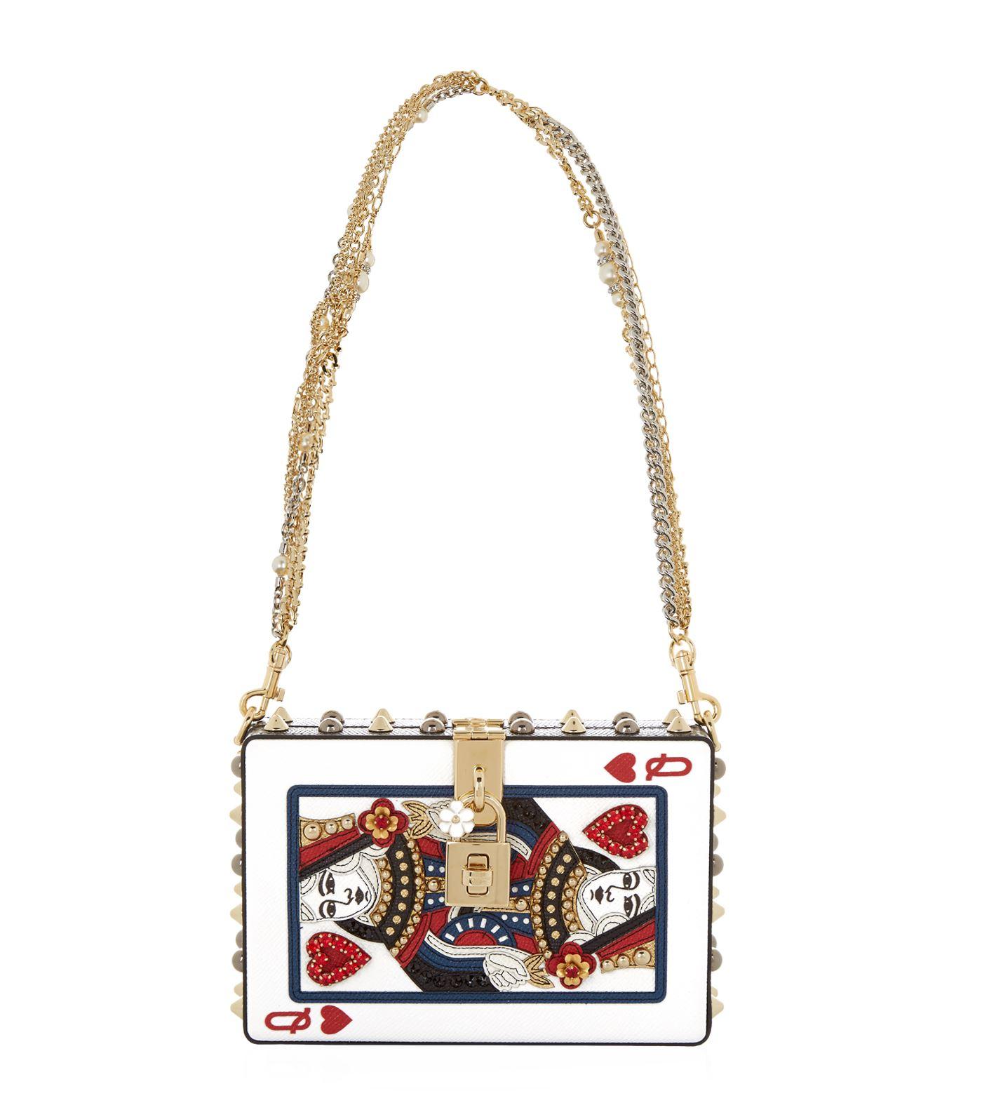 Dolce & Gabbana Dolce Box Queen Of Hearts Leather Clutch In Multi