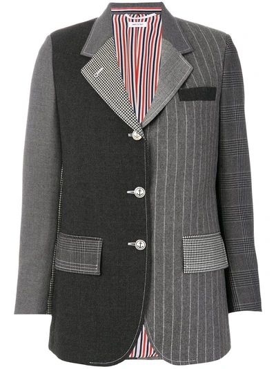 Thom Browne Classic Patchwork Blazer In Grey