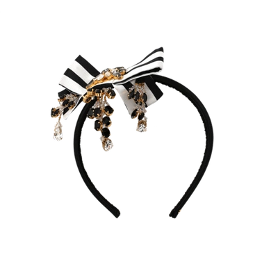 Dolce & Gabbana Bow Headband In Blk/wht