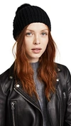 ADRIENNE LANDAU KNIT HAT WITH FOX FUR POM POM