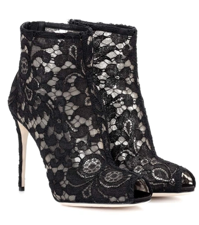 Dolce & Gabbana Lace Ankle Boots In Black