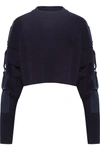 Y/PROJECT CROPPED COTTON CANVAS-TRIMMED WOOL SWEATER
