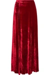 Alice And Olivia Alice + Olivia Athena Double-slit Velvet Maxi Skirt In Red