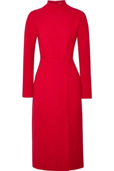Emilia Wickstead Milan Open-back Wool-crepe Midi Dress In Red