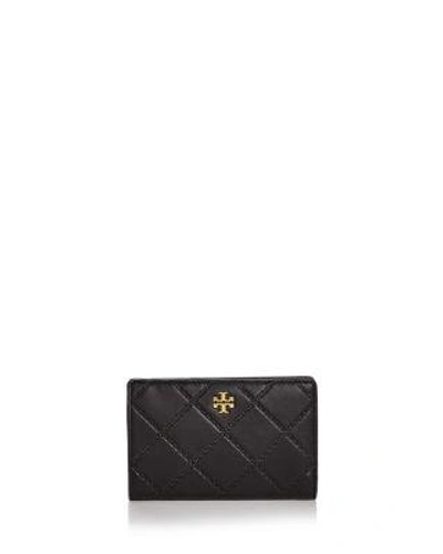 Tory Burch Georgia Slim Medium Leather Wallet In Black/gold