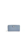 Furla Asia Zip Around Extra Large Leather Wallet In Tempesta Blue/gold