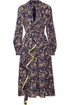 ADAM LIPPES METALLIC FLORAL-PRINT SILK-GEORGETTE MIDI DRESS