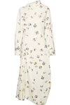 ACNE STUDIOS DRAGICA ASYMMETRIC FLORAL-PRINT COTTON-CORDUROY MIDI DRESS