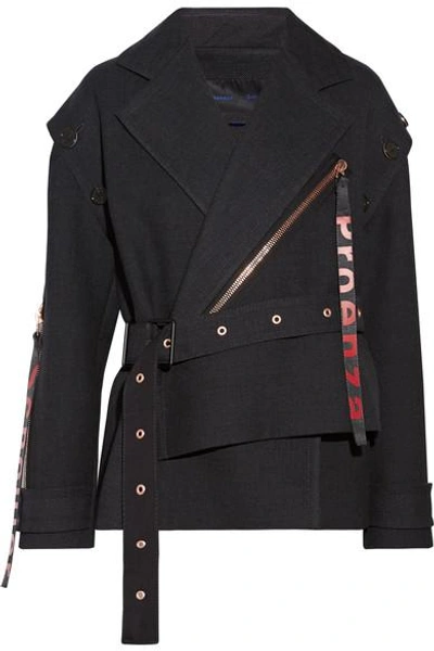 Proenza Schouler Asymmetric Belted Wool And Silk-blend Coat In Charcoal
