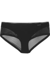 CALVIN KLEIN UNDERWEAR STRETCH-TULLE AND SATIN-JERSEY BRIEFS