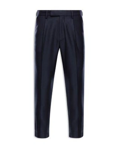 Moncler Pleat-front Wool Dress Trousers In Navy