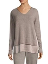 JOSIE NATORI Cashmere & Silk V-Neck Top