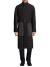 FERRAGAMO Plaid Wool Belted Long Coat