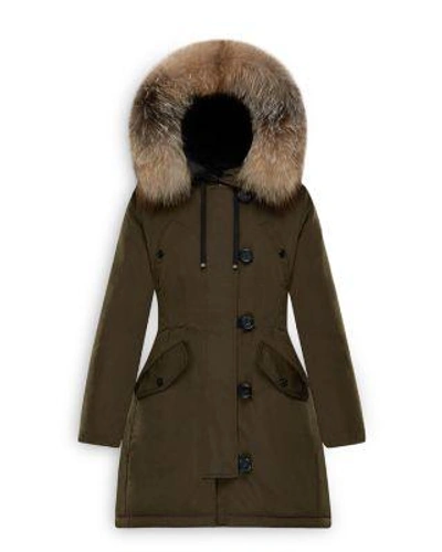 Moncler Aredhel Hooded Down Fur-trim Jacket In Olive
