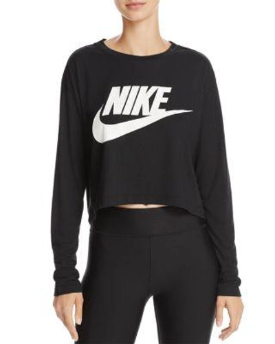 Nike Sportswear Essential Long Sleeve Cropped Top In Black