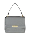 MOSCHINO BAG IN GREY LEATHER WITH LOGO,8558653