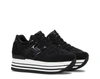 Hogan Maxi H222 Black Glitter Fabric Sneakers In Black