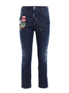 DSQUARED2 COOL GIRL CROP JEANS WITH PATCHES,8562227