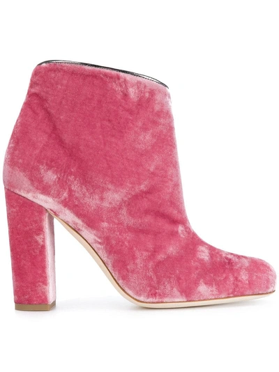 Malone Souliers Eula Velvet Ankle Boots In Pink