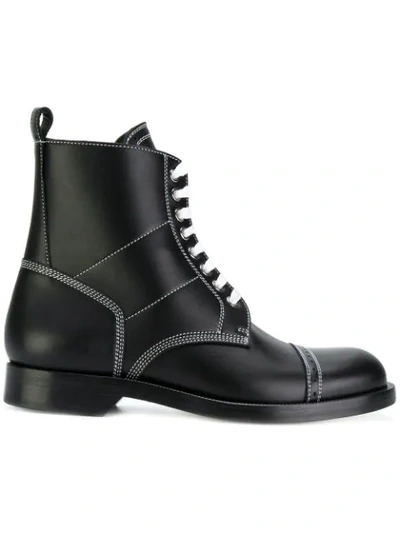 Loewe Contrast Stitch Boots In Black