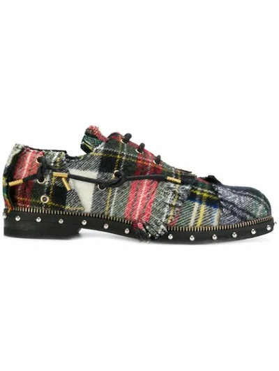 Loewe Tartan Derby Shoes In Multicolour