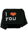 Raf Simons I Love You Oversized Wool Knit Sweater In Black