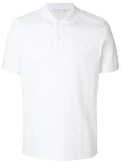 Prada Invisible Logo Patch Polo Shirt In White