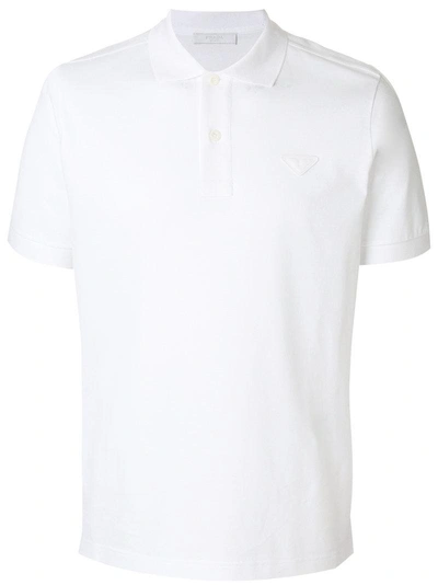 Prada Triangle-logo Cotton Polo Shirt In White