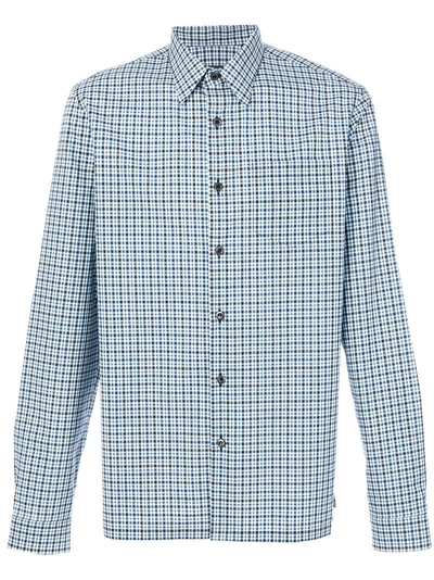 Prada Checked Cotton Shirt In Blue