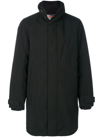 Prada Stand-collar Rain Coat W/removable Hood In Black