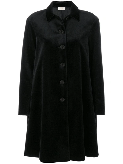 Sara Battaglia Classic Velvet Coat In Black