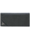 Prada Bi-fold Saffiano-leather Wallet In Black