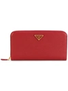 PRADA PRADA ZIP AROUND WALLET - RED,1ML506QHH12288132