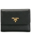 Prada Saffiano Tri-fold Wallet In Nero F0002