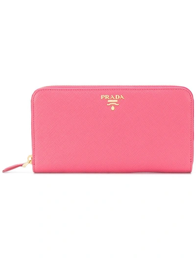 Prada Saffiano Leather Wallet - Pink In Pink