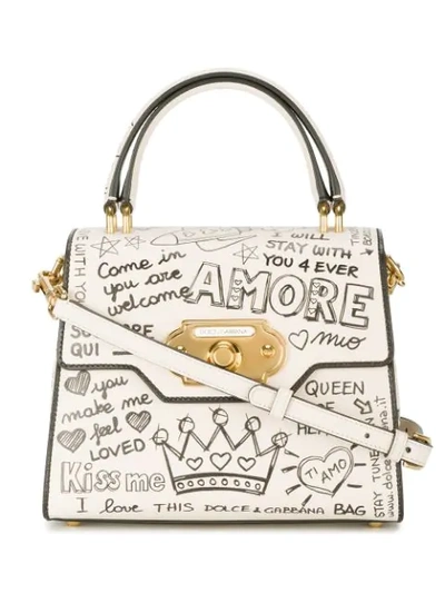 Dolce & Gabbana Medium Welcome Leather Satchel - Ivory In Nocolor