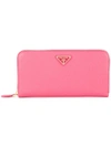 Prada Logo-plaque Zip-around Wallet In Pink