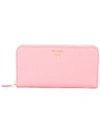 Prada Saffiano Leather Zip-around Wallet In F0442petalo